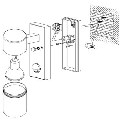 Eglo RVS muurspotRiga 5 met sensor - 99569
