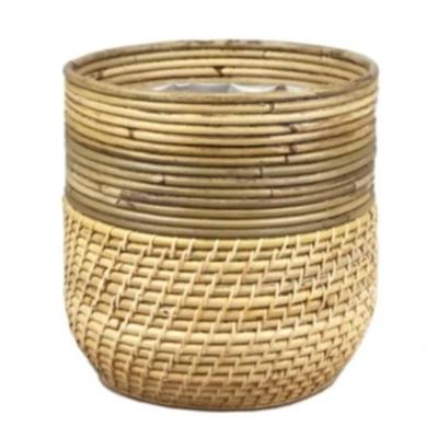 Rotan Lombok plantenmand grijs 21x20cm