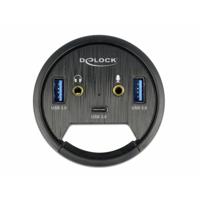Delock 62794 3-poorts hub voor in bureau USB 1 x USB Type-C en 2 x USB Type-A + HD-audiopoorten - thumbnail