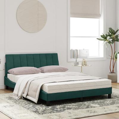 Bed met matras "Hanko" fluweel donkergroen 120x200 cm - thumbnail