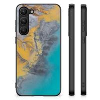 Samsung Galaxy S23 Plus Marmeren Print Telefoonhoesje Marble Blue Gold - thumbnail