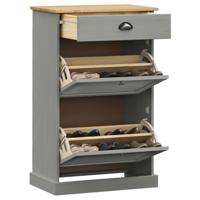 VidaXL Schoenenkast vigo 60x35x96 cm massief grenenhout grijs - thumbnail