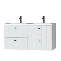 Tiger Maryport Meubelset 120 cm met 4 lades Mat wit incl Quadro wastafel Hoogglans wit - 1496028911 - thumbnail