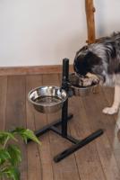 Standaard met 2 rvs 25 cm hondenvoerbakken zwart - thumbnail