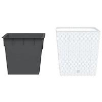 VidaXL Plantenbak met uitneembare bak rattan-look 37/64 l pp wit - thumbnail