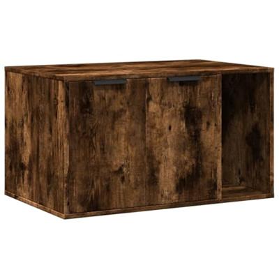 Kattenbakkast 80x50x45 cm bewerkt hout gerookt eikenkleurig