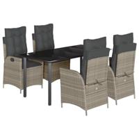 5-delige Tuinset met kussens poly rattan lichtgrijs - thumbnail