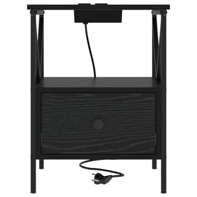 Nachtkastje Zwart eiken 41,5 x 40,5 x 55 cm Bewerkt hout Nachtkastje Zwart eiken 41,5 x 40,5 x 55 cm Bewerkt hout