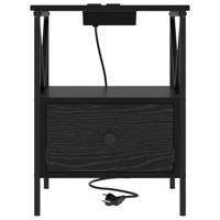 Nachtkastje Zwart eiken 41,5 x 40,5 x 55 cm Bewerkt hout - thumbnail