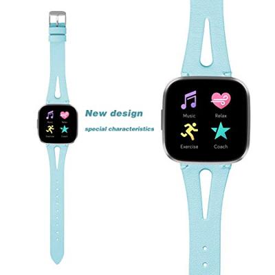 Fitbit Versa 1 / 2 & Lite bandje TPU leer - Blauw - thumbnail