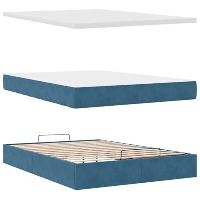 Ottoman bed met matras en LED's 140x200cm fluweel donkerblauw