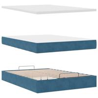 Ottoman bed met matras en LED's 140x200cm fluweel donkerblauw - thumbnail