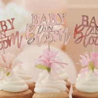 Ginger Ray BL-108 Floral Baby Shower Cupcake Toppers - thumbnail