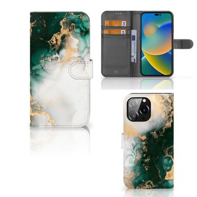 Bookcase voor iPhone 14 Pro Max Marmer Groen Bookcase voor iPhone 14 Pro Max Marmer Groen