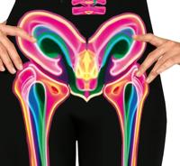 Neon Jumpsuit Zwart Skelet Vrouw - thumbnail