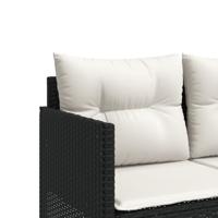 Ligbed met kussens poly rattan zwart - thumbnail