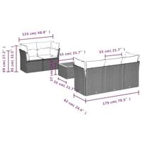 6-delige Loungeset met kussens poly rattan beige - thumbnail
