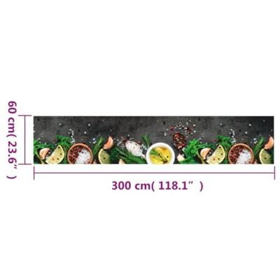 Keukenmat wasbaar kruidenprint 60x300 cm fluweel