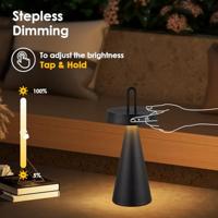 Draadloze Oplaadbare LED Tafellamp - Binnen & Buiten - Dimbaar - ø12.8 x 29 cm - Warmwit licht - 3000mAh - Zwart - thumbnail