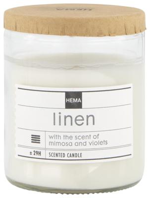 HEMA Geurkaars in glas Ø6.5 linen (wit)