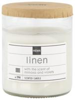 HEMA Geurkaars in glas Ø6.5 linen (wit) - thumbnail