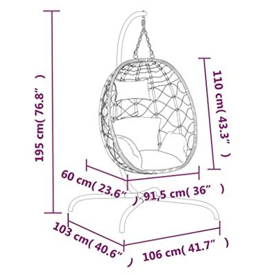 VidaXL Hangende ei-stoel met kussen antraciet poly rattan & staal VidaXL Hangende ei-stoel met kussen antraciet poly rattan & staal