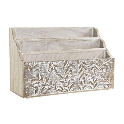 Multi-Functionele Organiser DKD Home Decor Wit Natuurlijk Mangohout 32 x 13 x 21 cm 33 x 12 x 21 cm Lakens (12 Stuks)
