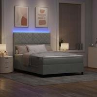 Boxspring bed met matras Lichtgrijs 140 x 190 cm Fluweel - thumbnail