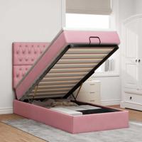 Ottoman bed met matrassen 80x200cm fluweel roze - thumbnail