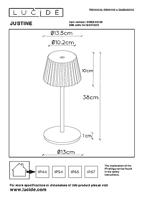 Lucide JUSTINE - Oplaadbare Tafellamp Binnen/Buiten - Accu/Batterij - LED Dimb. - 1x2W 2700K - IP54 - Met draadloos oplaadstation - Beige - thumbnail