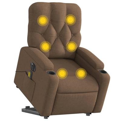 Sta-op-massagestoel elektrisch verstelbaar stof bruin - thumbnail