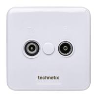 Technetix TN-TRAS2000-S Radio/tv Wandcontactdoos Coax 2 Uitgangen Wit - thumbnail
