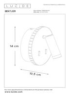 Lucide BENTJER - Bedlamp / Wandlamp - Ø 14 cm - LED - 3000K - Wit - thumbnail