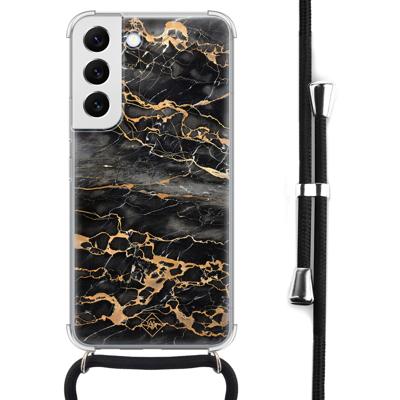 Samsung Galaxy S22 hoesje met koord - Marmer grijs brons