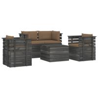 vidaXL 5-delige Loungeset met kussens pallet massief grenenhout - thumbnail