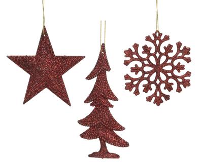 Hanger plc glitter ossenbloed assorti kerstbal hangdeco kerst Decoris - Decoris Hanger plc glitter ossenbloed assorti kerstbal hangdeco kerst Decoris - Decoris