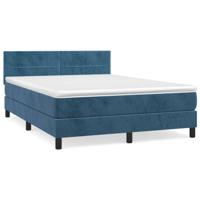 Boxspring met matras fluweel donkerblauw 140x190 cm - thumbnail