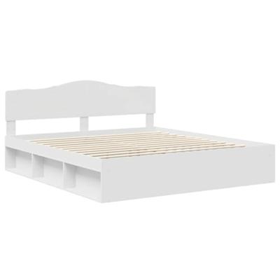 Bedframe met hoofdeinde Wit 200 x 200 cm Massief grenenhout
