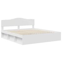 Bedframe met hoofdeinde Wit 200 x 200 cm Massief grenenhout - thumbnail