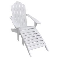 VidaXL Tuinstoel met hocker hout wit - thumbnail