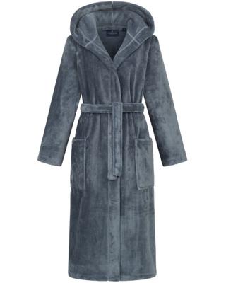 Morgenstern Morgenstern damesbadjas met capuchon Betty Blauw Maat M