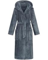 Morgenstern Morgenstern damesbadjas met capuchon Betty Blauw Maat M - thumbnail