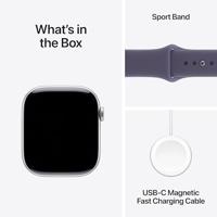 Apple Watch Series 11 GPS + Cellular - 46 mm - Zilveren aluminium kast - Paarse mist sportband - M/L - thumbnail