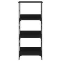 Boekenrek 50x33x117,5 cm bewerkt hout zwart - thumbnail