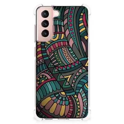 Samsung Galaxy S21 FE Doorzichtige Silicone Hoesje Aztec Samsung Galaxy S21 FE Doorzichtige Silicone Hoesje Aztec