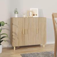 Dressoir 90x34x80 cm bewerkt hout sonoma eikenkleurig - thumbnail