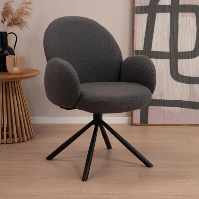 Tower Living Draaibare Eetkamerstoel 'Imola' Bouclé, kleur Antraciet Tower Living Draaibare Eetkamerstoel 'Imola' Bouclé, kleur Antraciet