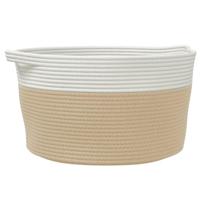Opbergmand 40x25 cm katoen beige en wit - thumbnail