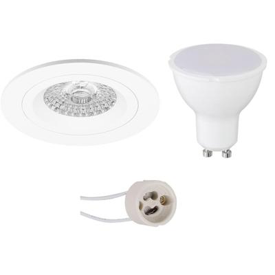LED Inbouwspot Set GU10 - Rond Mat Wit - 6W Warm Wit 3000K - Ø93mm