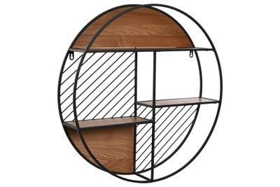 Planken Home ESPRIT Zwart Natuurlijk Metaal Hout MDF 60 x 12 x 60 cm Voor aan de muur